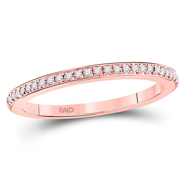 Diamond Single Row Stackable Band Ring 1/8 Cttw 10kt Rose Gold