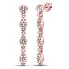 Image 2 : Diamond Oval Dangle Earrings 3/8 Cttw 14kt Rose Gold