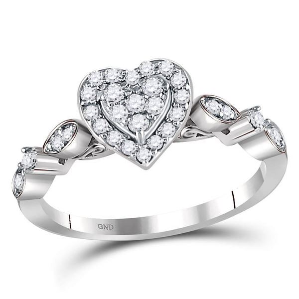 Diamond Heart Cluster Ring 1/3 Cttw 14kt White Gold