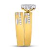 Image 4 : His Hers Diamond Cluster Matching Wedding Set 3/4 Cttw 14kt Yellow Gold