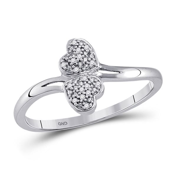 Diamond Double Heart Ring 1/20 Cttw 10kt Yellow Gold