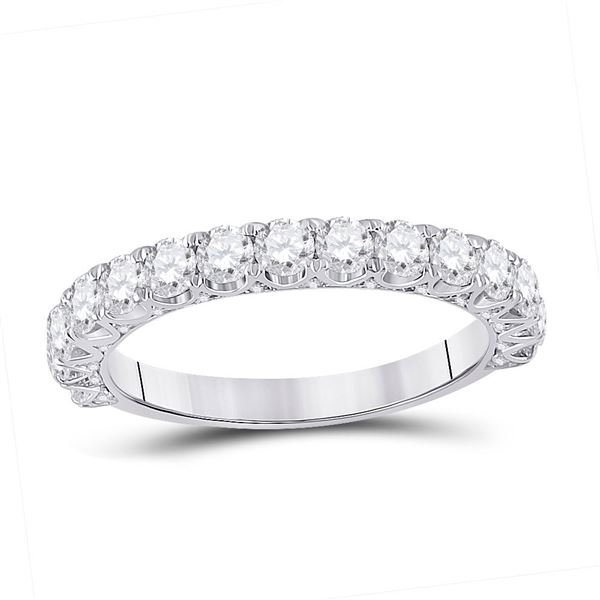 Diamond Single Row Band Ring 1-1/2 Cttw 14kt White Gold
