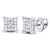 Image 1 : Diamond Square Cluster Earrings 1/4 Cttw 10kt White Gold
