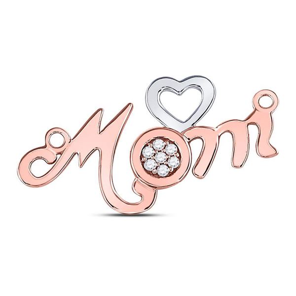 Diamond Mom Mother Heart Pendant 1/20 Cttw 10kt Rose Gold