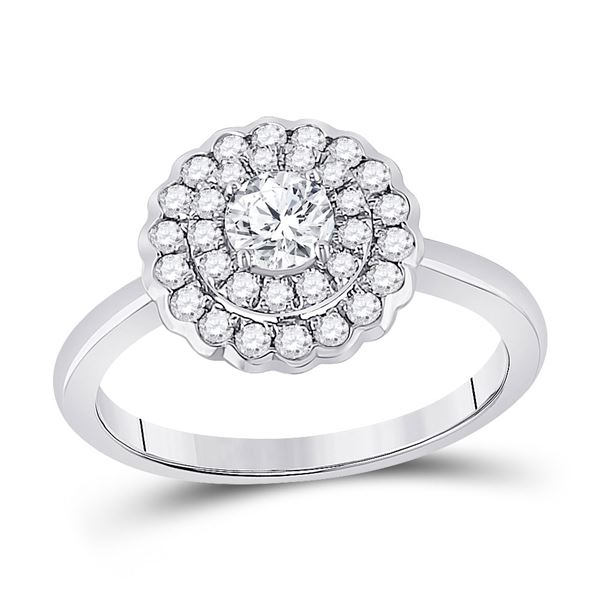 Diamond Halo Bridal Wedding Engagement Ring 3/4 Cttw 14kt White Gold