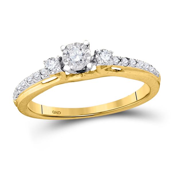 Diamond 3-stone Bridal Wedding Engagement Ring 1/3 Cttw 10kt Yellow Gold