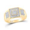 Image 1 : Mens Diamond Square Ring 1/4 Cttw 10kt Yellow Gold