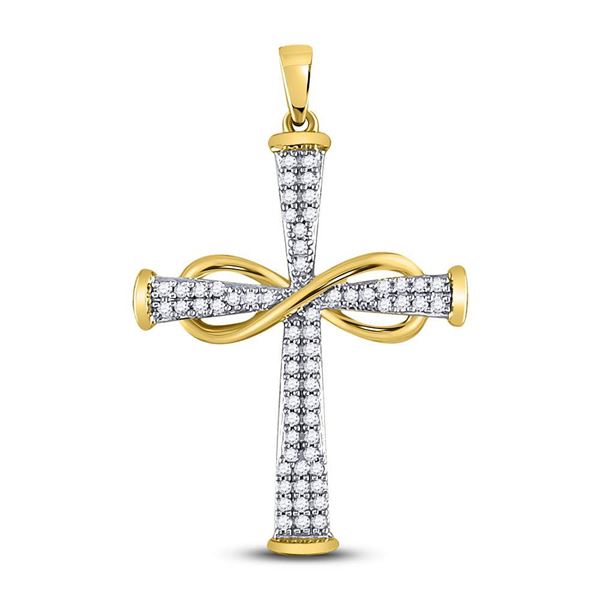 Diamond Cross Infinity Pendant 1/5 Cttw 10kt Yellow Gold