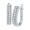 Image 1 : Diamond Triple Row Hoop Earrings 3/8 Cttw 10kt White Gold