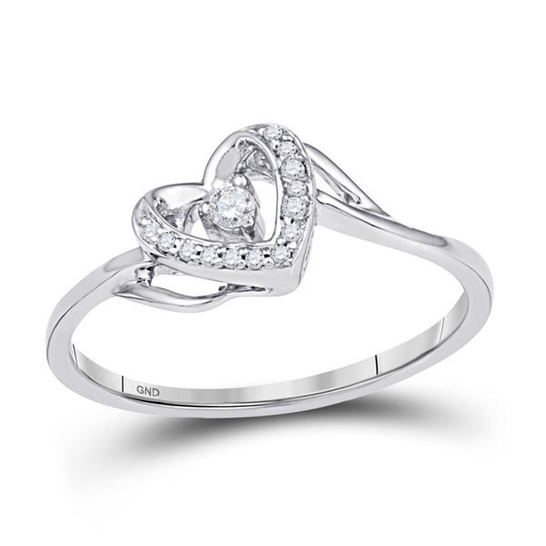 Diamond Heart Promise Ring 1/12 Cttw 10kt White Gold