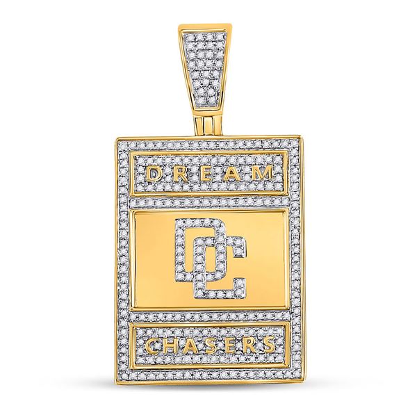 Mens Diamond Dream Chasers Charm Pendant 3/4 Cttw 10kt Yellow Gold