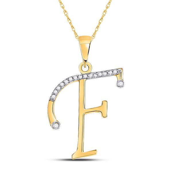 Diamond F Initial Letter Pendant 1/12 Cttw 10kt Yellow Gold