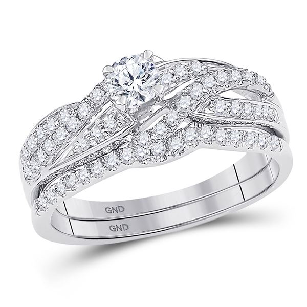 Diamond Bridal Wedding Ring Band Set 1/2 Cttw 10kt Two-tone Gold