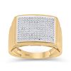 Image 1 : Mens Diamond Rectangle Cluster Ring 1/2 Cttw 10kt Yellow Gold