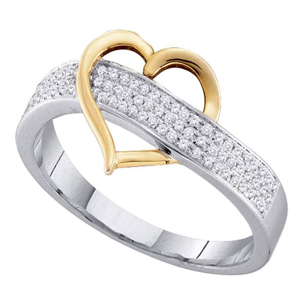 Diamond Heart Ring 1/6 Cttw Two-tone Sterling Silver