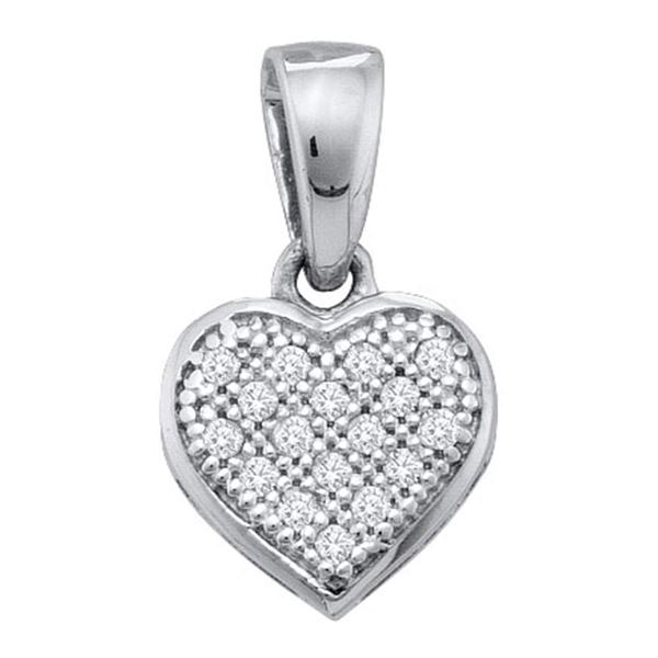 Diamond Small Heart Cluster Pendant 1/20 Cttw Sterling Silver
