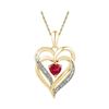 Image 1 : Lab-Created Ruby Heart Pendant .01 Cttw Yellow-tone Sterling Silver