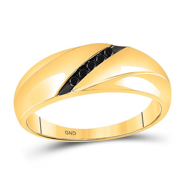 Mens Black Color Enhanced Diamond Band Ring 1/8 Cttw 10kt Yellow Gold
