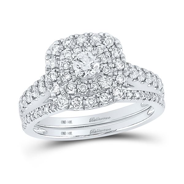 Diamond Bridal Wedding Ring Band Set 1 Cttw 14kt White Gold