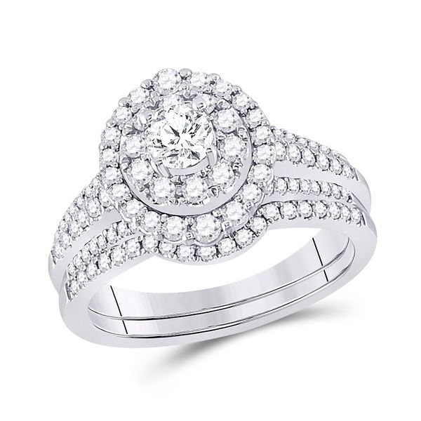 Diamond Bridal Wedding Ring Band Set 1 Cttw 14kt White Gold