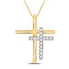 Image 1 : Diamond Double Cross Pendant 1/10 Cttw 10kt Yellow Gold