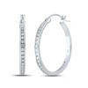 Image 1 : Diamond Hoop Earrings 1/2 Cttw 14kt White Gold