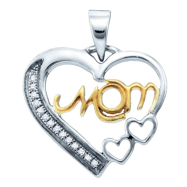 Diamond Mom Mother Heart Pendant 1/20 Cttw Sterling Silver