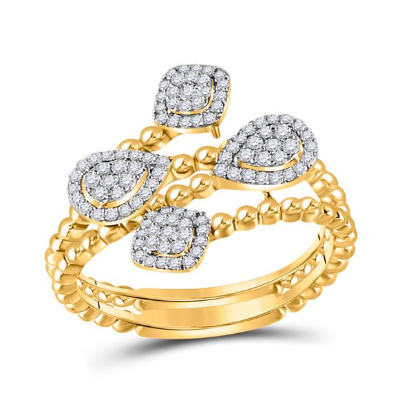 Diamond Teardrop Spiral Fashion Ring 1/3 Cttw 10kt Yellow Gold