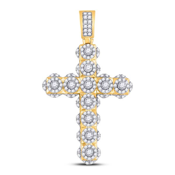Mens Diamond Studded Charm Pendant 2 Cttw 14kt Yellow Gold