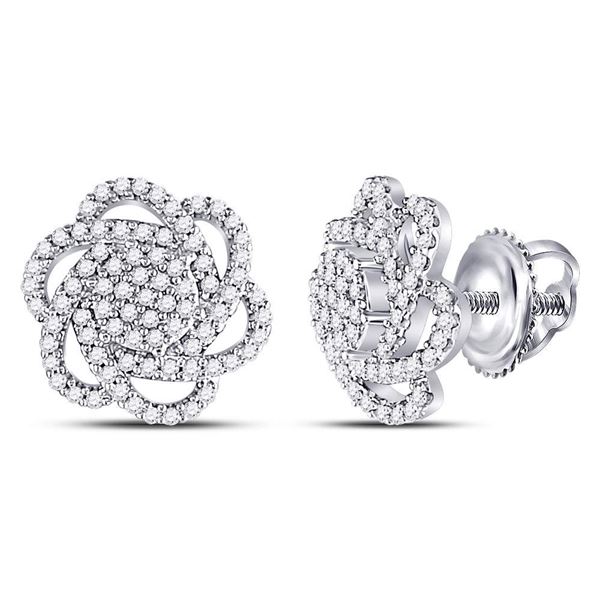 Diamond Pinwheel Cluster Earrings 3/8 Cttw 10kt White Gold