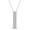 Image 1 : Diamond Vertical Bar Necklace 1/4 Cttw 10kt White Gold