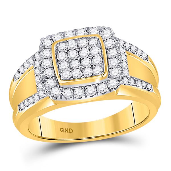 Diamond Square Cluster Ring 1 Cttw 10kt Yellow Gold