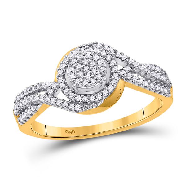 Diamond Cluster Twist Ring 1/4 Cttw 10kt Yellow Gold