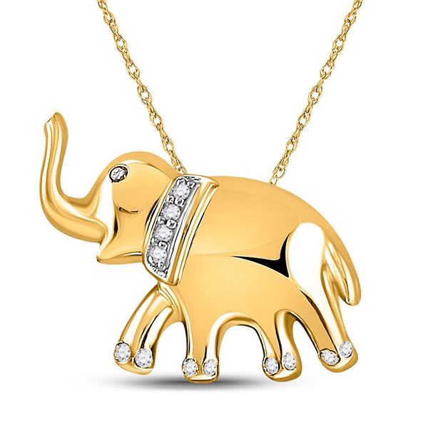 Diamond Elephant Animal Pendant .03 Cttw 10kt Yellow Gold