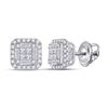 Image 1 : Baguette Diamond Square Earrings 1/2 Cttw 14kt White Gold