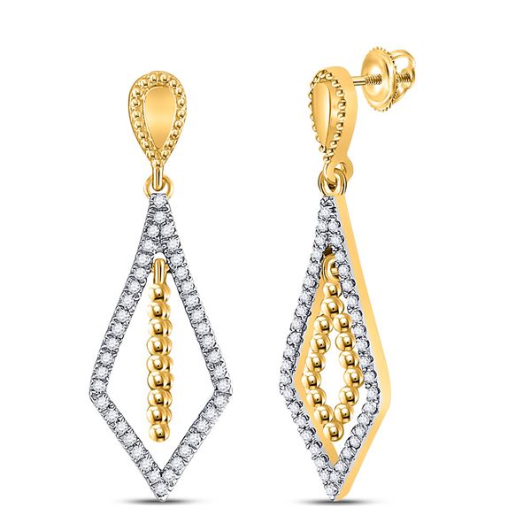 Diamond Geometric Dangle Earrings 1/5 Cttw 10kt Yellow Gold