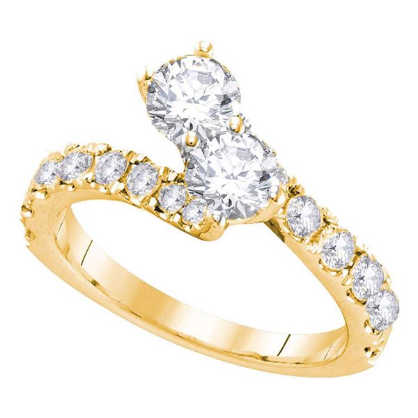 Diamond 2-stone Bridal Wedding Engagement Ring 1 Cttw 14kt Yellow Gold