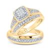 Image 1 : His Hers Princess Diamond Square Matching Wedding Set 3/4 Cttw 10kt Yellow Gold