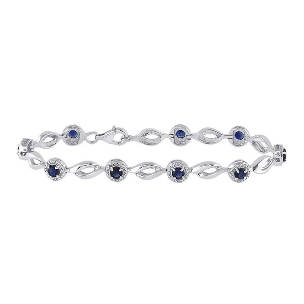 Lab-Created Blue Sapphire Tennis Bracelet 3 Cttw Sterling Silver