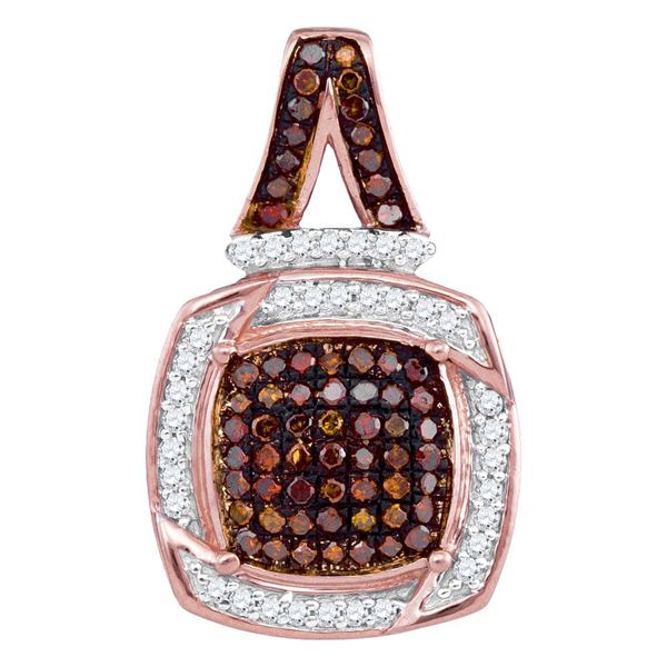 Red Color Enhanced Diamond Square Pendant 1/4 Cttw 10kt Rose Gold