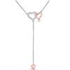 Image 1 : Diamond Y Shape Heart Necklace 1/8 Cttw 14kt Two-tone Gold