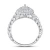 Image 4 : Diamond Teardrop Cluster Ring 3/8 Cttw 14kt White Gold