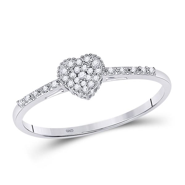 Diamond Slender Heart Ring 1/20 Cttw 10kt White Gold