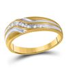 Image 1 : Mens Diamond Single Row Two-tone Wedding Band Ring 1/20 Cttw 10kt Yellow Gold