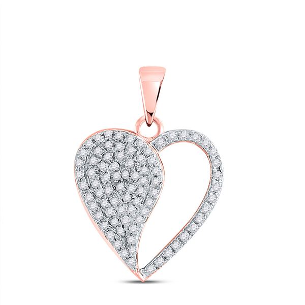 Diamond Modern Heart Pendant 1/3 Cttw 10kt Rose Gold