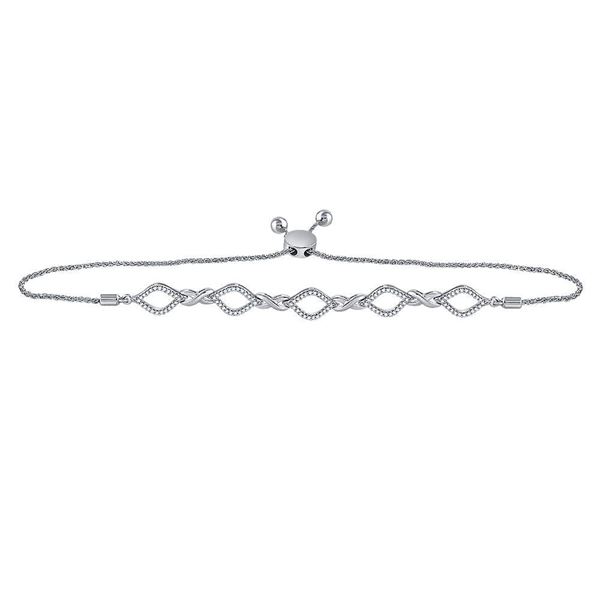 Diamond Infinity Oval Bolo Bracelet 1/4 Cttw 10kt White Gold