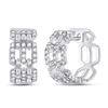Image 1 : Baguette Diamond Link Huggie Earrings 3/4 Cttw 14kt White Gold