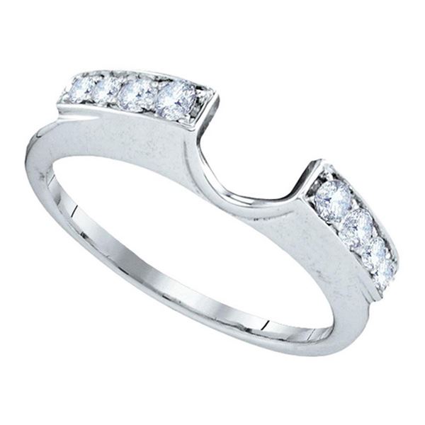 Diamond Ring Guard Wrap Solitaire Enhancer 1/4 Cttw 14kt White Gold