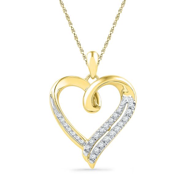 Diamond Heart Outline Pendant 1/10 Cttw 10kt Yellow Gold