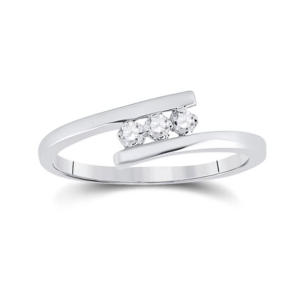 Diamond 3-stone Promise Ring 1/10 Cttw 10kt White Gold